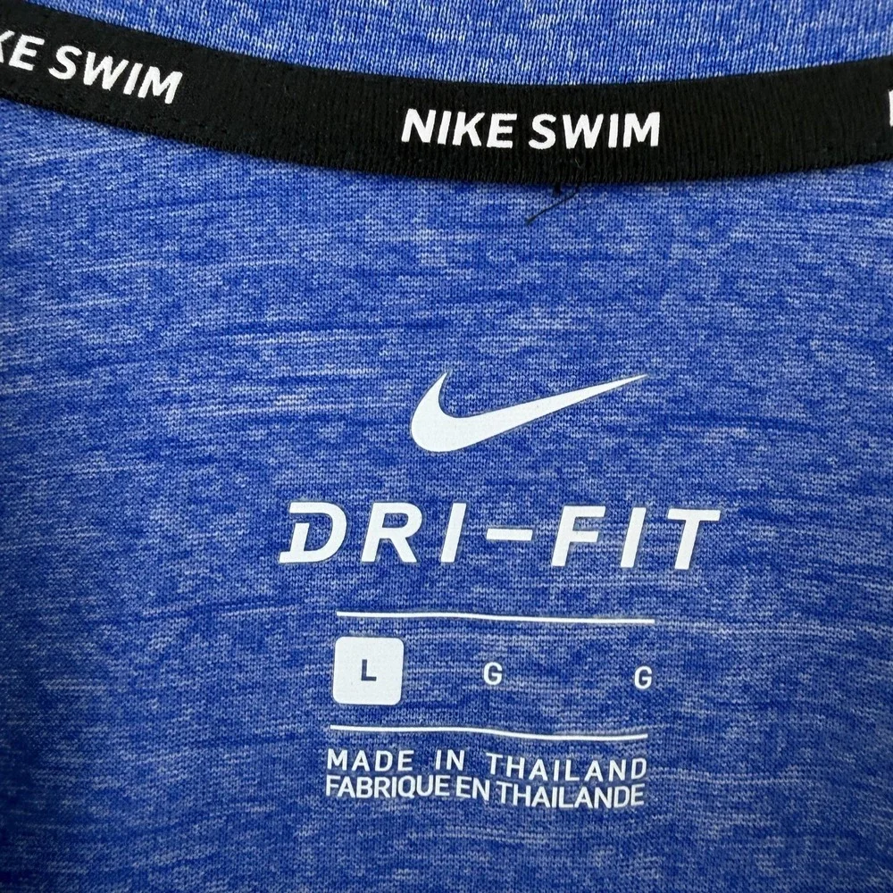 Nike Swim Shirt Mens Large Blue Dri-FIT Short Sleeve Rash Guard UPF 40+ NESSA589